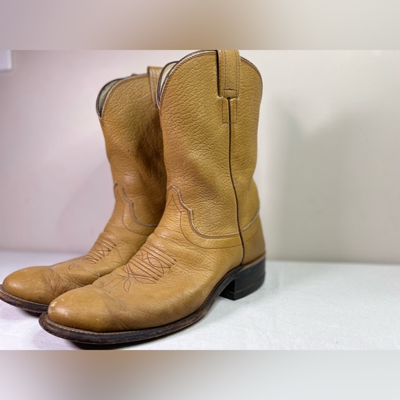 Mens Olathe 16” Tall Brown Cowboy Boots 8.5 10-88912 Light Brown Made In USA - Picture 3 of 11